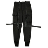 Riolio Spring Men Black Cargo Pants Men Ribbon Pocket Trousers Male Japanese Streetwear Hip Hop Harajuku Fashion Harem Pants
