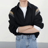 Riolio  Design Sense Unique Patchwork Black Long Sleeve Trendy Brand Loose American Stylish Men's Shirt Coat