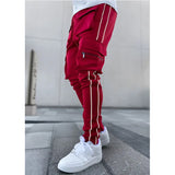 Riolio Spring And Autumn Cargo Pants Men's Fashion Brand Elastic Multi-bag Reflective Straight Leg Sports Fitness Casual Pants