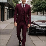 Riolio  3 Pieces Blazer Vest Pant New Solid Suits for Men Slim Fit Groom Wedding Suits Tuxedo Best Man Fashion Marriage