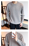 Riolio  New Korean Retro Men Basic Sweater Luxury Knitted Solid Color O Neck Long Sleeve Pullover Casual Slim Premium Quality Knitwear