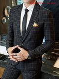 Riolio  Blazer Vest Pants Groom Wedding Dress Stage Party Suit Three Piece Set and Two Piece Set Mens casual business classic plaid suit