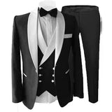 Riolio 3 Piece Suits for Men Slim Fit Groom Wedding Tuxedos Shawl Lapel Jacket Business Formal Party Blazer Vest Pants Costume Homme