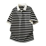 Riolio  Versatile Top Summer Polo Shirt Fashion Stripes Trendy Fit Stylish Comfortable High-Quality Daily Soft Lightweight Men's T-Shirt