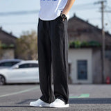 Riolio  Retro Pants Men Summer Loose Straight Pants Casual and Versatile Solid Color Pants