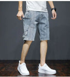Riolio  Men Denim Summer Thin Elastic 55-point Trend Korean Versatile Casual Pants