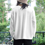 Riolio Spring And Autumn Korean Style Sweater Men's Casual Loose Plus Size men's Clothing Waffle Fabric Crew-neck Long-sleeved Pullover