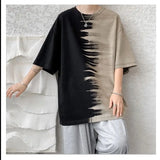 Riolio  Summer Gradient Color Casual Loose American Style Trend Creative Splicing Handsome Chaopai Heavyweight Men's Clothing Tees