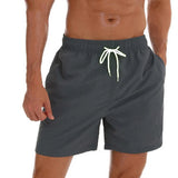Riolio Men's Swim Trunks Beach Shorts Drawstring with Mesh Lining Elastic Waist Plain Breathable Soft Casual Daily Streetwear