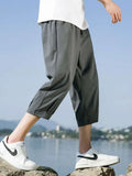 Riolio  Silky Thin Summer Casual Pants Loose Straight Leg Sport orts for plus Size Men Trendy Seven-Foot Length Boys Faionable