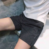Riolio  Men's Running Shorts Stretch Outdoor Casual Fashion Black Stripe Thin Slim Fit Wearing Big Pants Outside Sports Beach Shorts