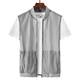 Riolio  Summer Men's Mesh Breathable Vests Outdoor Mens Lightweight Sports Zipper Waistcoats Men Quick Dry Fishing Sleeveless Jacket 5XL