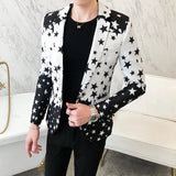 Riolio Star Print Slim Fit Blazers 2024 New Men's Club Dress Groom Tuxedo Men's Formal Wedding Prom Suit Jacket Brand Costume Homme