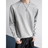 Riolio  Spring Long Sleeved T-shirt Men Fashion Black Casual T-shirt Men Streetwear Korean Loose Round Neck White T Shirt Mens Top