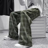 Riolio  Check Trend Plaid Baggy Trousers For Men Loose Classic Korean Style Designer Clothes Big Size Harajuku Fashion Casual Pants Man