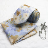 Riolio  3pcs Neck Ties Set Winter Style Floral Necktie For Men Women Pocket Square Daily Wear Brooches Wedding Groom Tuxedo Accessories