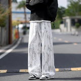 Riolio  Jeans Mens Classic Straight Leg Jeans White Tie Dye Denim Pants Unisex Fashion Casual Trousers Streetwear Hip Hop Style Washed