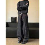 Riolio  Baggy Jeans Men Distressed Wash Cargo Trousers Streetwear Wide Leg Drop Croch Hip Hop Joggers with Big Pockets for Teen Boys