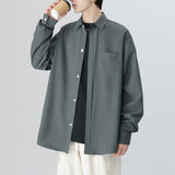 Riolio 6 Colors Men's Baggy Long Sleeve Shirt Fashion Korean Lapel Coat Tops Youth Casual Classic Simple Male Clothes Trendy Brand