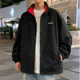 Riolio  Sparkling Men's Windbreaker Loose Reversible Track Jackets Men Vintage Varsity Jacket Retro Garment Spring Summer Men Clothing