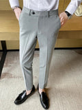 Riolio New Boutique Solid Color Men's Casual Business Office Suit Pants Groom Wedding Dress Party Casual Male Trousers