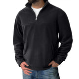 Riolio  Men's Fleece Half-Zip Pullover Casual Stand Collar Sweatshirt with Side Pockets