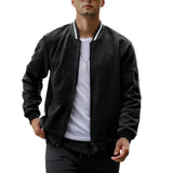 Riolio Mens Casual Jacquard Bomber Jackets Color-Block Lightweight Varsity Jacket Fashion Zipper Coat with Pockets Autumn Streetwear