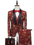 Riolio  Luxurious Patterned Suit Set 3 Pieces For Men High Quality Man Suits Wedding Groom Sets Plus Size Long Sleeved Tuxedo On Sale