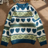 Riolio  American autumn and winter men and women trendy personalized graphic round neck sweater couple loose retro knitted top y2k