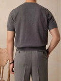 Riolio  Fashion Men's Slim Fit Knitting T Shirts Summer Casual Solid Color Simple T-shirt For Men Daily Leisure Short Sleeve Tops