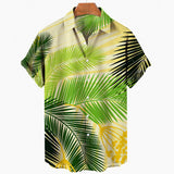 Riolio Summer Hawaiian Shirt For Men 3D Retro Coconut Tree Pattern Short Sleeve Vacation Breathable Casual Design Clothing Fashion