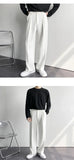 Riolio New Men White Straight Pants Fashion Korean Loose Suit Trousers Casual Draped Baggy White Wide Pant Male Streetwear