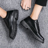 Riolio  Men Footwear Soft Cowhide Casual Flat Brand Pure Black Casual Shoes Mens Oxford Shoes for Men