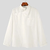 Riolio  Spring Autumn New Men's Shirt Design Irregular Turn-down Collar Tops French Fashion Show Unique Buckle Men Long Sleeve Shirt