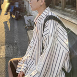 Riolio  Striped Shirt Men's New High-end Trendy Brand Long-sleeved Shirt Handsome Trendy Loose Casual Jacket