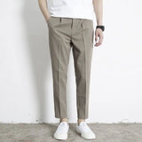 Riolio  Korean Summer New Vintage Casual Versatile Straight Suit Pants Men Solid Button Zipper Pockets Patchwork Loose Business Trousers