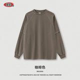 Riolio Oversized T Shirt Women Y2k Fake Two-piece Woven Striped Pure Cotton American Vintage Washed Long Sleeved T-shirt for Men
