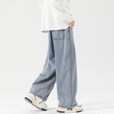 Riolio  Light Blue Baggy Jeans for Men Elastic Waist Relaxed Fit Wide Leg Trousers Street Fashion Hip Hop Cargo Pants Men Autumn