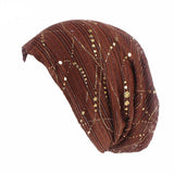 Riolio Spring/Summer Light Bright Thin Strip Decoration Double Fabric Breathable Skullies & Beanies Spring Muslim BeaniesHat