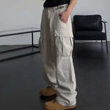 Riolio  High Street Hip Hop American Safari Style Multi Pockets Loose Overalls Casual Cargo Pants Straight Trendy Dark Punk
