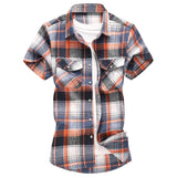 Riolio  Summer Hot Sale Of The Season Men's Checkered Shirt Short Sleeve Large Size Trendy Youth Casual Korean Style Fashionable Double