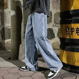 Riolio New Streetwear Loose Jeans Men Korean Style Fashion Loose Straight Wide Leg Pants Men's Brand Clothing Black Light Blue