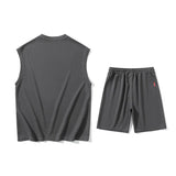 Riolio  Men's Outdoor Basketball Casual Loose Sleeveless Vest Five Quarter Shorts Set Lightweight and Breathable Quick Drying Sportswear