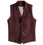 Riolio  Vintage Business Formal Wedding Vest with Pockets, Retro Office Party Sleeveless Jacket Office Party Slim Fit Business Waistcoa