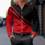 Riolio  Men's Color Block Striped Long Sleeve Button Up Shirt Green Black Contrast Casual Dress Shirt