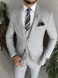 Riolio  3 Piece Suits for Men Light Gray Notch Lapel Single Breasted Business Wedding Tuxedo Chic Formal Casual Blazer+Vest+Pant