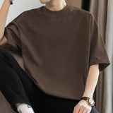 Riolio   American Heavy Short-sleeved T-shirt Men's Round Neck Summer Solid Color Trendy Loose Half-sleeved Base Shirt