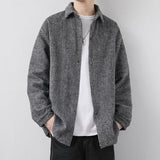 Riolio Autumn Corduroy Men Loose Shirts Turn Down Collar Long Sleeve Fashion Solid Color Outwear Thin Men Casual Shirts Tops
