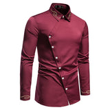 Riolio European Version Luxury Gold Embroidery Shirts for Men High Quality Fabric Micro-elasticity Western Cowboy Long Sleeves Shirt