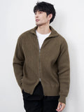 Riolio Zip-up Knitted Cardigan Men Simple Cozy Knitwear Handsome Mature Smart Casual Daily High Street All-match Soft